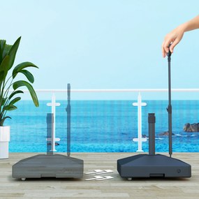 Outsunny Stojak do parasoli ogrodowych, podstawa parasolowa z regulowanymi kółkami, napełniana wodą i piaskiem, plastik, Czarny