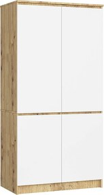 Szafa AKORD S90 4 drzwi Dąb Artisan, Biała 90x51x180 cm