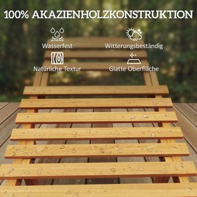 Outsunny Leżak słoneczny składany odporny na warunki atmosferyczne leżak ogrodowy z drewna z tapicerką i zagłówkiem uchwyt do przenoszenia 183 x 54 x 63 cm, beżowy | Aosom PL