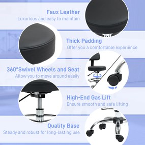 HOMCOM Ergonomiczne Krzesło Biurowe, Kompaktowe, Regulowane, z Podnóżkiem, Obrotowe, Skóra Ekologiczna, Metal, Czarne