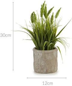 Sztuczna trawa w betonowej doniczce, 30 cm
