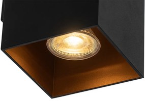 Inteligentna lampa ścienna czarna ze złotym kwadratem w komplecie 2 WiFi GU10 - SabDesignerski Oswietlenie wewnetrzne