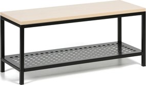 Ławka szatniowa z metalową półką na buty, 1000x360x439 mm, brzoza