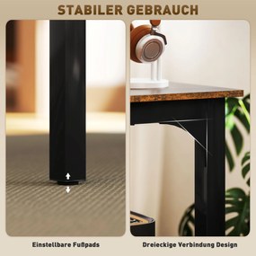 HOMCOM Biurko, biurko komputerowe, rustykalny design, dużo miejsca, płyta wiórowa, brązowy