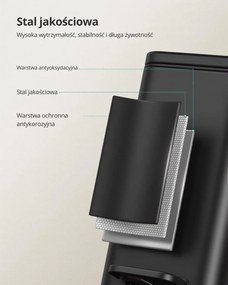 Kosz na śmieci do łazienki NORD, 5 l, czarny SongmicsHome