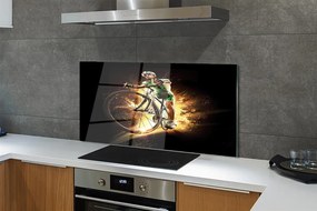 Panel szklany do Kuchni Rower na Czarnym Tle