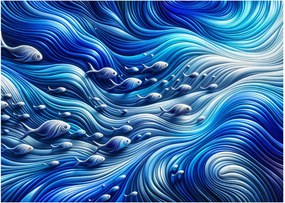 Obraz – Ryby w falach (70x50 cm)