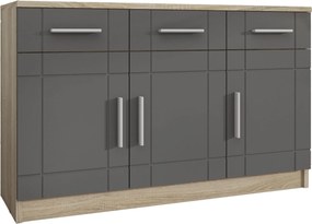 Komoda PERUGIA - Dąb sonoma / Front Grafit / 103 cm