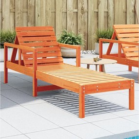 Leżak Z Drewna Litego Sosnowego Woskowany Brązowy 199,5x62x55 cm Regulowany Oparcie Zewnętrzny Basen Ogród