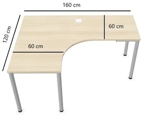 Biurko narożne EASY SPACE I-LEG LS 160x120cm akacjowe NOWY STYL