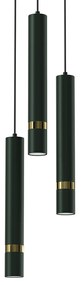 Lampa wisząca JOKER GREEN/GOLD 3xGU10, na kole zielona, potrójna, złota, tuba