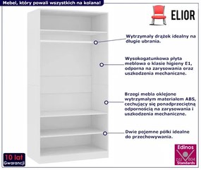 Biała szafa z drążkiem bez drzwiczek - Bianco