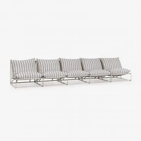 Amaro 5-częściowa Modułowa Sofa Ogrodowa Kremowa Tapioca - Dark Blue - Sklum
