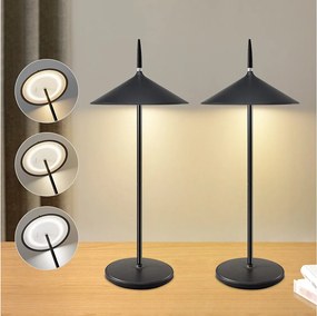 NETTLIFE Bezprzewodowa lampka nocna, 2 sztuki, dotykowa, czarna dioda LED, ściemnialna, 1800 mhA, ładowana przez USB, trwale zintegrowana dioda LED, IP44