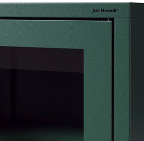 Witryna szklana do salonu wąska butelkowa zieleń Modern LUIGI 500 x 1800 x 350 mm