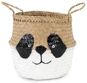 Biało-naturalny dziecięcy kosz na zabawki z trawy morskiej ø 25x24 cm Panda – Compactor