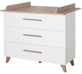 Biało-naturalna niska komoda dziecięca w dekorze dębu z przewijakiem 110x98 cm – Roba