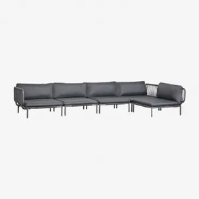 Roubly 5-częściowa Modułowa Sofa Ogrodowa Narożna Grafitowa Szarość - Sklum