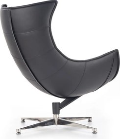 Czarny fotel wypoczynkowy ze skóry Luxor