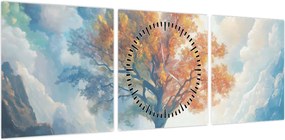 Obraz – Drzewo życia i miłości (z zegarem) (90x30 cm)