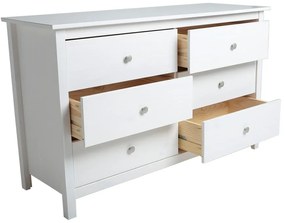 Biała niska komoda z litego drewna sosnowego 130x80 cm Berna – Marckeric