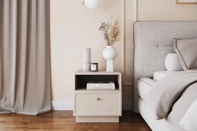 Szafka nocna Lorini z szufladą 45 cm - kaszmir / złoty uchwyt