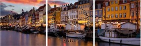 Obraz - Nyhavn, Kopenhaga (z zegarem) (90x30 cm)