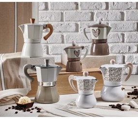 Szara kawiarka na 3 filiżanki espresso Brandani Hearbeat