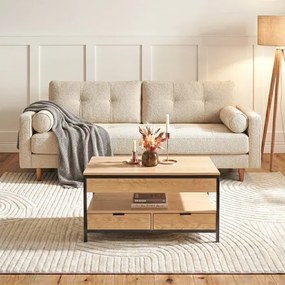 Ławostół Rozkładany LUCA 100 cm Dąb/Czarny Loft - Stół i Ława do Salonu