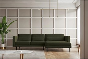 Narożnik w kształcie L Dani L, tkanina Verita, Ciemnozielony, Prawy