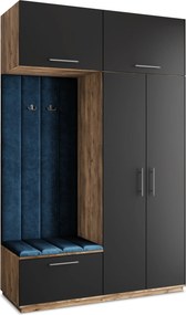Masseno Garderoba REMA 150/240/60 cm Nowoczesna Szafa do Przedpokoju Dąb lefkas, MONOLITH 77 (Niebieski)