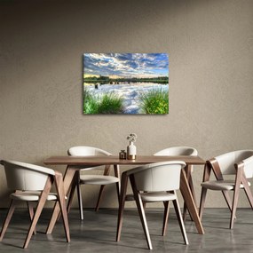 Obraz jeziora z trzcinami (70x50 cm)