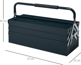 Skrzynka Narzędziowa DURHAND z 5 Przegrodami, Idealna do Warsztatu, Ciemnozielona