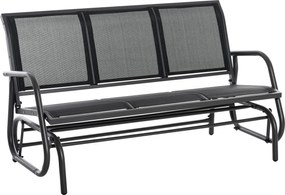Outsunny Ławka bujana ogrodowa 3 osobowa metalowa czarna solidna konstrukcja 151x75x85 cm | Aosom PL