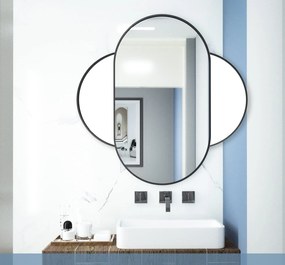 Owalne lustro na ścianę OLVANI 80x40 cm z czarną ramą