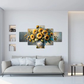 Obraz – Wazon ze słonecznikami (125x70 cm)