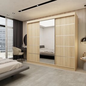 Duża szafa przesuwna Marys 240 cm z lustrem nowoczesna