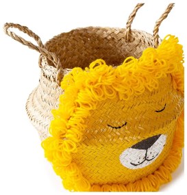 Żółto-naturalny kolorze dziecięcy kosz na zabawki z trawy morskiej ø 30x28 cm Lion – Compactor