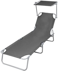 Aluminiowy leżak ogrodowy z zadaszeniem Tatami - szary