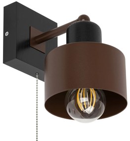 Brązowo-czarny kinkiet LED SHWD-BR10x10SC jednopunktowy z litego drewn