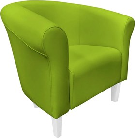 Fotel Milo tkanina Eko-skóra elegancki fotel do salonu i gabinetu : Kolor nogi - Biała, Kolor tkaniny - EKO-SKÓRA - 5D, Wysokość nogi - 15 cm