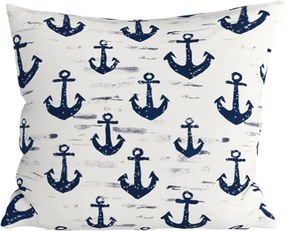 Bawełniana poszewka na poduszkę NAVYSTA POLY 45x45 cm, niebiesko-biała