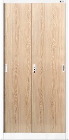 Przesuwna szafa biurowa Eco Design Kuba 90x40x185 cm biały/dąb sonoma