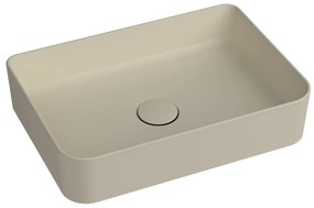 Umywalka ceramiczna nablatowa beżowa bez otworu na baterię 50 x 35 cm LERA Ivory