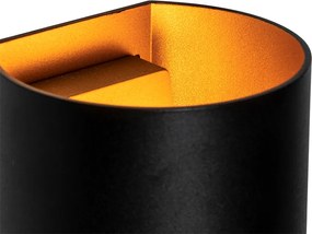 Nowoczesna lampa ścienna czarna z mosiądzem - Sabbio