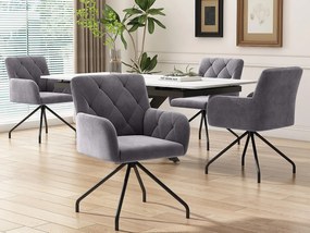 Zestaw 4 tapicerowanych krzeseł z weluru z metalowymi nogami - Szary