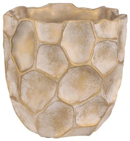 Osłonka betonowa na kwiaty Plaster miodu, rozm. M, szer. 21 cm, beżowo-złoty