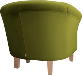 Fotel Milo tkanina Welur wygodny fotel tapicerowany do salonu i sypialni : Kolor nogi - Drewno, Kolor tkaniny - VELVET - BL75, Wysokość nogi - 15 cm