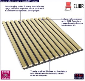 Panele akustyczne 6 szt. złoty połysk A8-C33