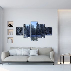 Obraz śnieżnego lasu (125x70 cm)